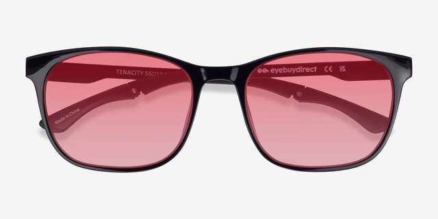 Tenacity Solid Black MetalSunglass Frames from EyeBuyDirect, Closed View