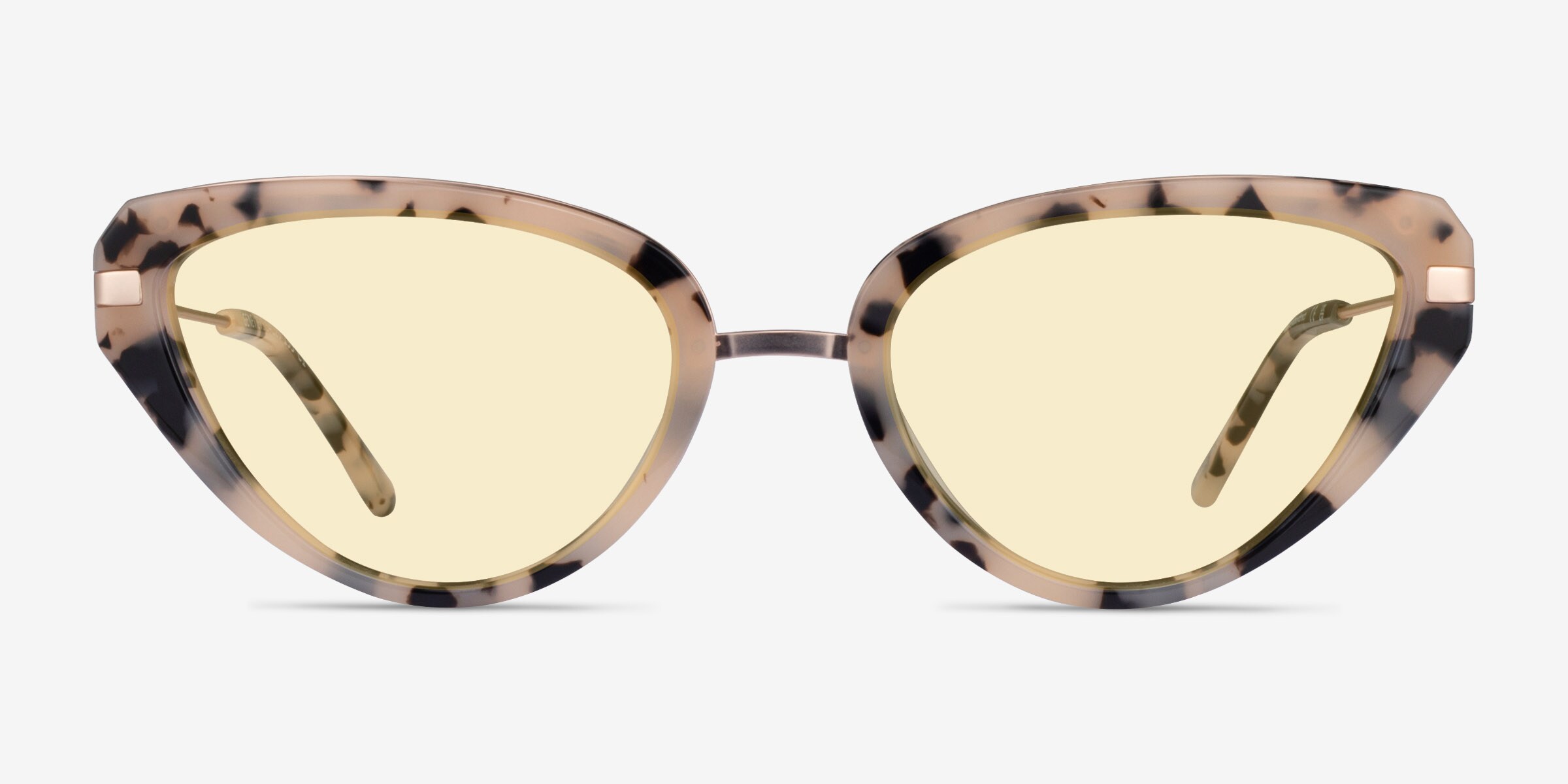 Exaggerated Cat Eye Retro Inspired Milky Tortoise Shell UV Protection Sunglasses Suzy Cat Eye Sunglasses in Light Tortoise Stripe - Machete  main image 4