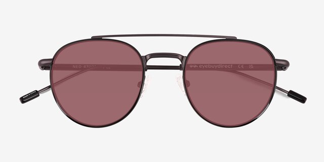 Ned Solid Black AcetateSunglass Frames from EyeBuyDirect, Closed View