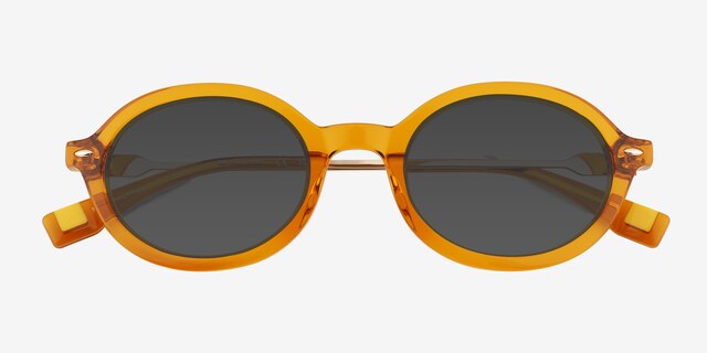 Adel Clear Orange AcetateSunglass Frames from EyeBuyDirect, Closed View