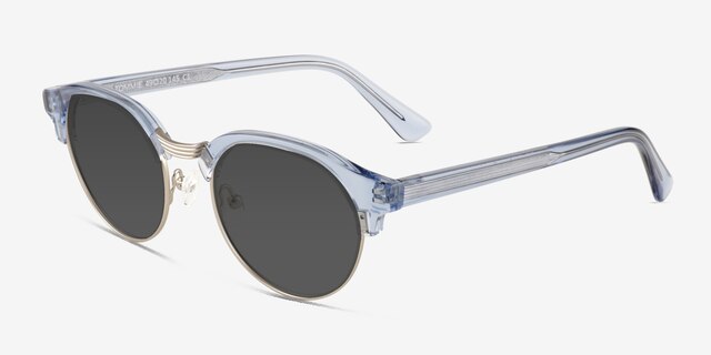 Tommie Clear Blue Silver AcetateSunglass Frames from EyeBuyDirect, Angle View