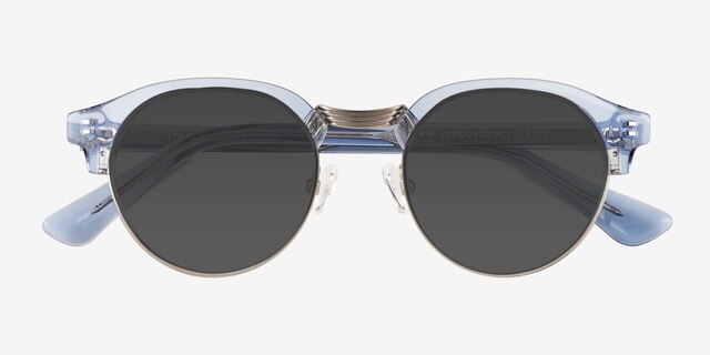 Tommie Clear Blue Silver AcetateSunglass Frames from EyeBuyDirect, Closed View