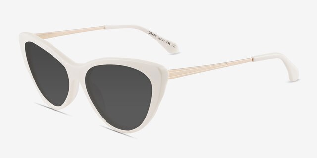 Draft White AcetateSunglass Frames from EyeBuyDirect, Angle View