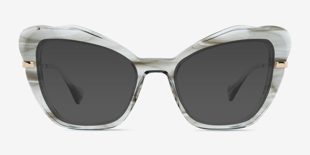 Glasswing Striped Gray AcetateSunglass Frames from EyeBuyDirect, Front View
