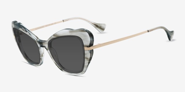 Glasswing Striped Gray AcetateSunglass Frames from EyeBuyDirect, Angle View