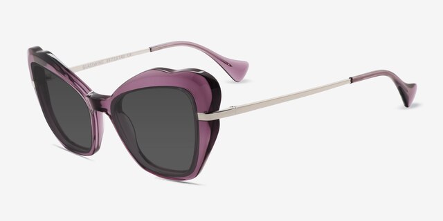Glasswing Purple AcetateSunglass Frames from EyeBuyDirect, Angle View