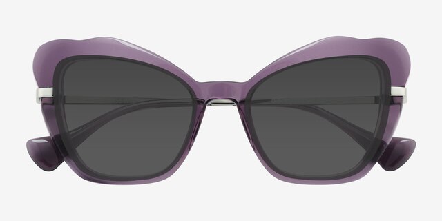 Glasswing Purple AcetateSunglass Frames from EyeBuyDirect, Closed View