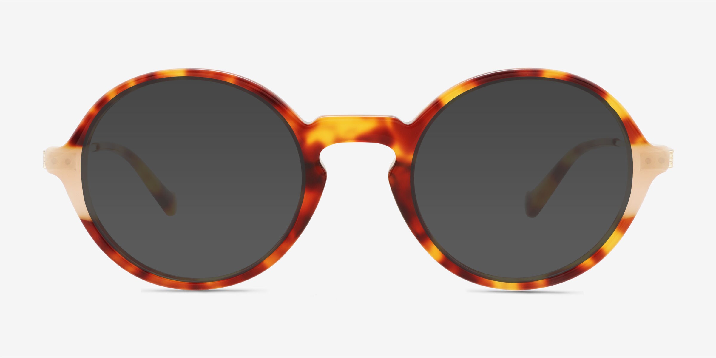Cross My Way‎ Round Frame Rhinestone Temple Sunglasses Tortoise Tortoise Narrow Retro-Vintage Round Tinted Sunglasses with  main image 4