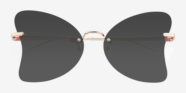 Gossamer Gold MetalSunglass Frames from EyeBuyDirect, Closed View