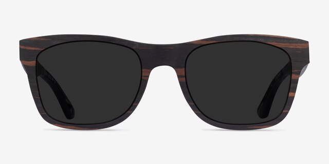 Bosk Striped Wood Eco-friendlySunglass Frames from EyeBuyDirect, Front View