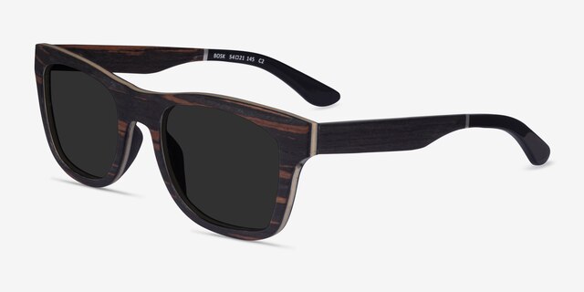 Bosk Striped Wood Eco-friendlySunglass Frames from EyeBuyDirect, Angle View
