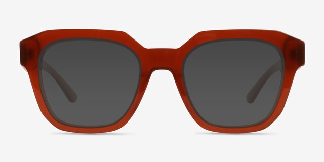 Teak Dark Orange AcetateSunglass Frames from EyeBuyDirect, Front View