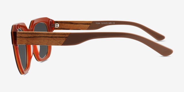 Teak Dark Orange AcetateSunglass Frames from EyeBuyDirect, Side View