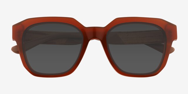 Teak Dark Orange AcetateSunglass Frames from EyeBuyDirect, Closed View