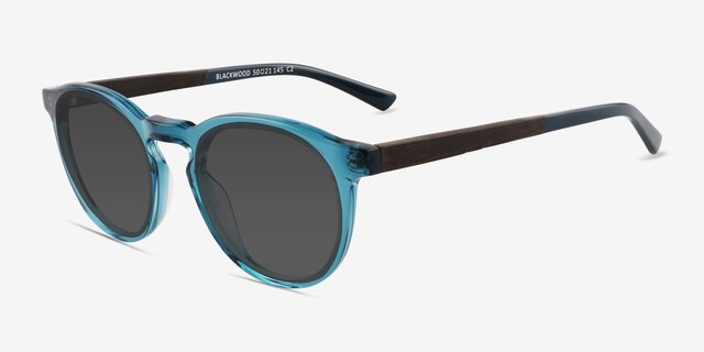 Blackwood Blue AcetateSunglass Frames from EyeBuyDirect, Angle View