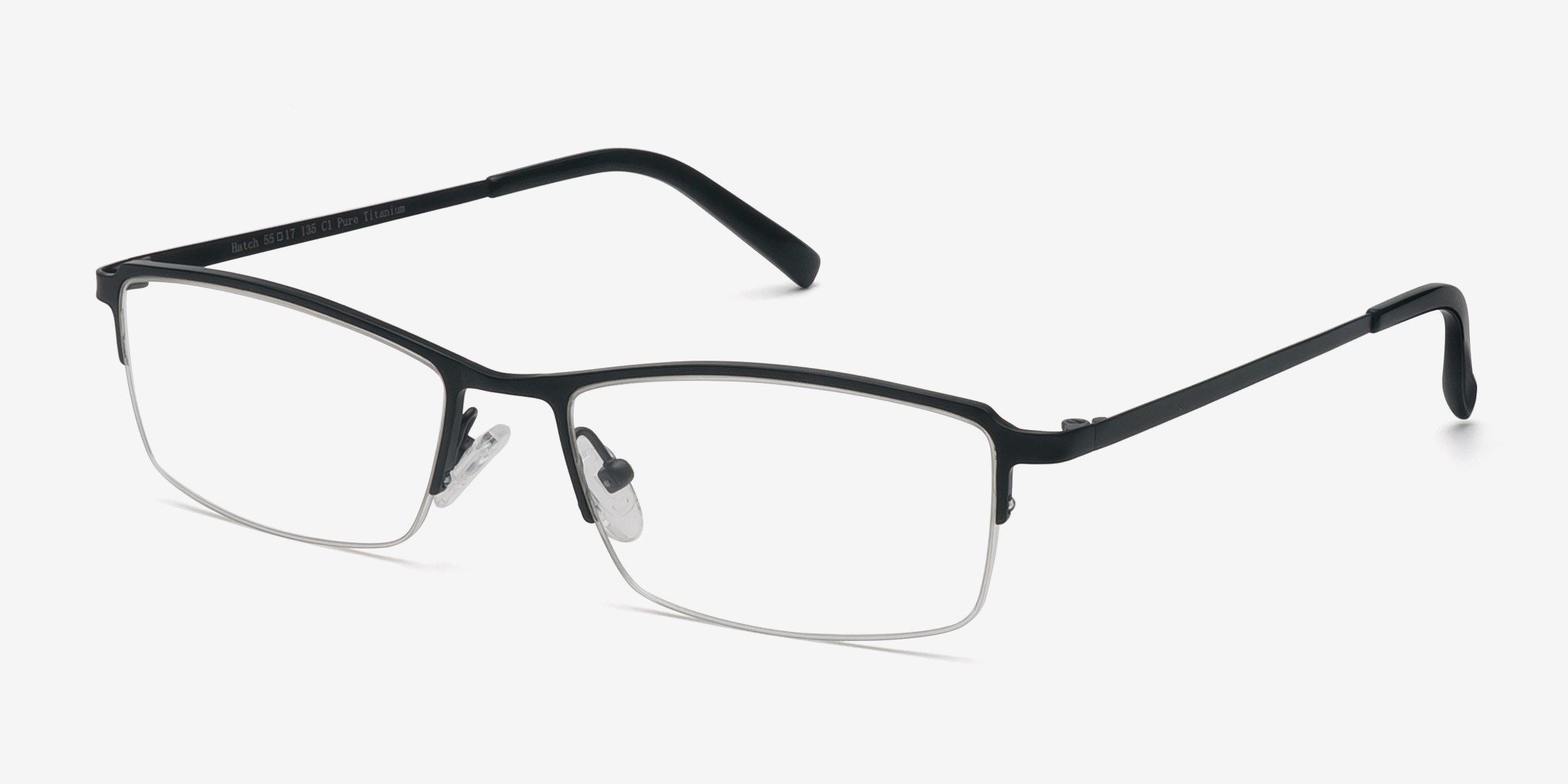 あ*︎様 HATCH ハッチ　7+ LA Grey/Black Hatch Rectangle Black Semi Rimless Eyeglasses | Eyebuydirect