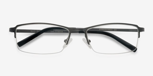 Hatch Gunmetal TitaniumEyeglass Frames from EyeBuyDirect, Closed View