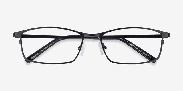 Present Noir TitaniumMontures de lunettes de vue d'EyeBuyDirect, Vue Rapprochée