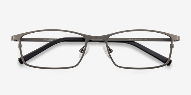 Present Gunmetal TitaniumEyeglass Frames from EyeBuyDirect, Closed View