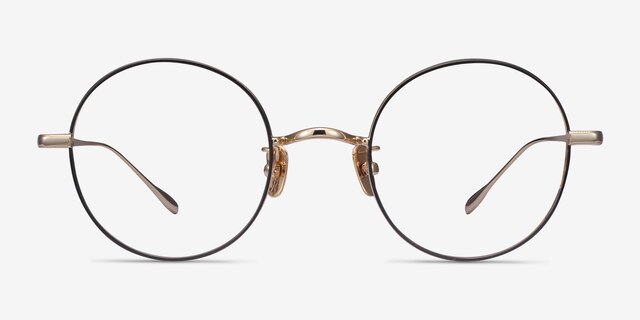 Berlioz Black Golden TitaniumMontures de lunettes de vue d'EyeBuyDirect, Vue de Face