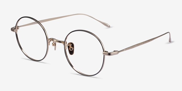 Berlioz Black Golden TitaniumMontures de lunettes de vue d'EyeBuyDirect, Vue d'Angle
