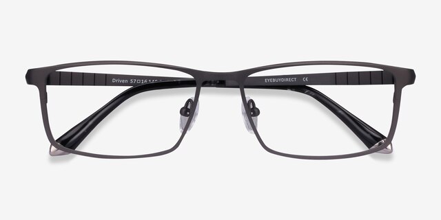 Driven Gunmetal TitaniumEyeglass Frames from EyeBuyDirect, Closed View
