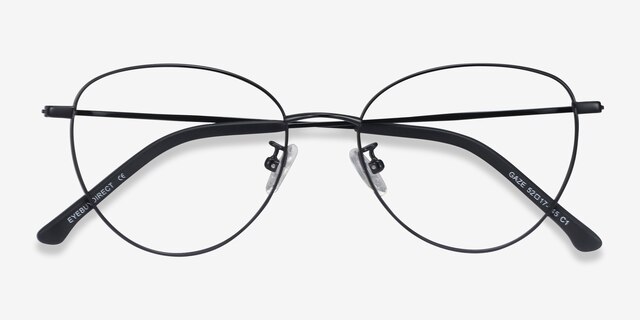Gaze Black TitaniumEyeglass Frames from EyeBuyDirect, Closed View