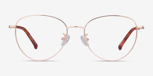 Gaze Rose Gold TitaniumEyeglass Frames from EyeBuyDirect, Front View