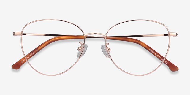 Gaze Rose Gold TitaniumEyeglass Frames from EyeBuyDirect, Closed View