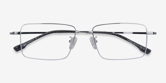 Lands Silver TitaniumEyeglass Frames from EyeBuyDirect, Closed View