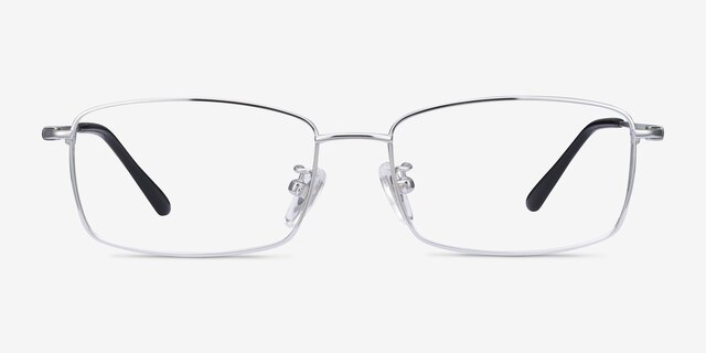 Hobbes Silver TitaniumEyeglass Frames from EyeBuyDirect, Front View