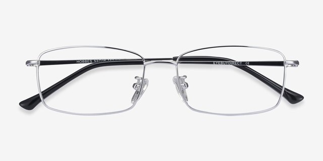 Hobbes Silver TitaniumEyeglass Frames from EyeBuyDirect, Closed View