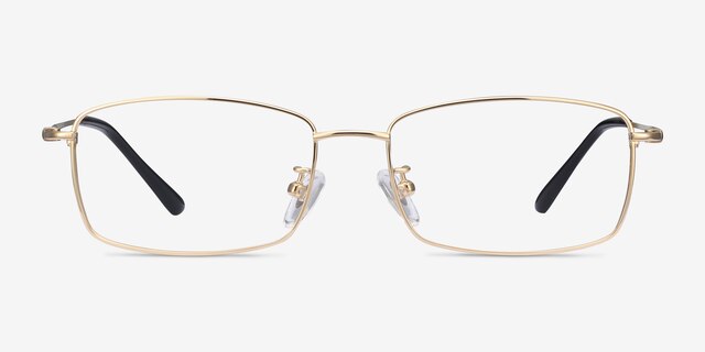 Hobbes Golden TitaniumEyeglass Frames from EyeBuyDirect, Front View