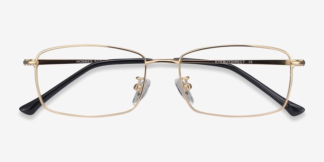 Hobbes Golden TitaniumEyeglass Frames from EyeBuyDirect, Closed View