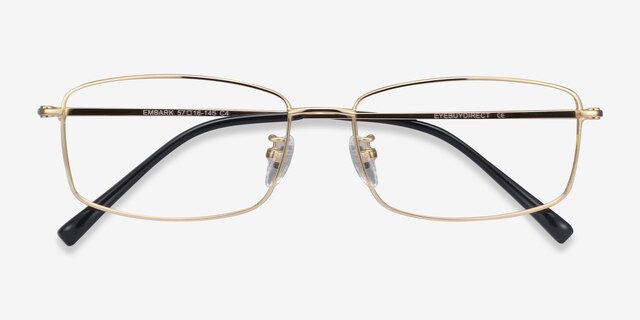 Embark Golden TitaniumEyeglass Frames from EyeBuyDirect, Closed View