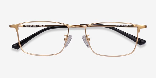 Fielder Gold TitaniumEyeglass Frames from EyeBuyDirect, Closed View