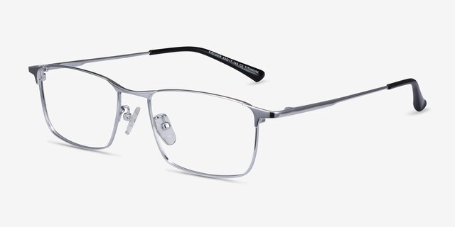 Fielder Silver TitaniumEyeglass Frames from EyeBuyDirect, Angle View