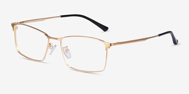 Decider Doré TitaniumMontures de lunettes de vue d'EyeBuyDirect, Vue d'Angle