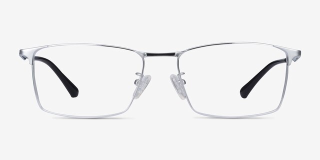 Decider Silver TitaniumEyeglass Frames from EyeBuyDirect, Front View