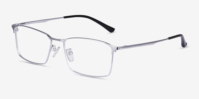 Decider Silver TitaniumEyeglass Frames from EyeBuyDirect, Angle View