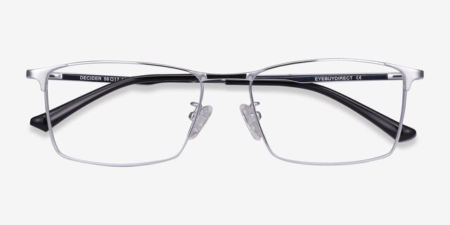 Decider Silver TitaniumEyeglass Frames from EyeBuyDirect, Closed View