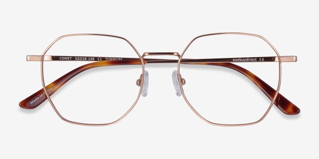 Comet Or rose TitaniumMontures de lunettes de vue d'EyeBuyDirect, Vue Rapprochée