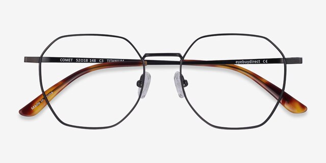 Comet Black TitaniumEyeglass Frames from EyeBuyDirect, Closed View