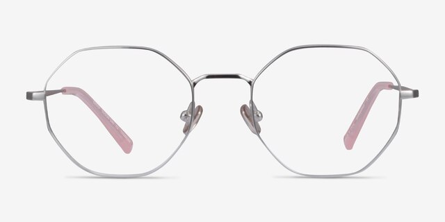 Cecily Silver TitaniumEyeglass Frames from EyeBuyDirect, Front View