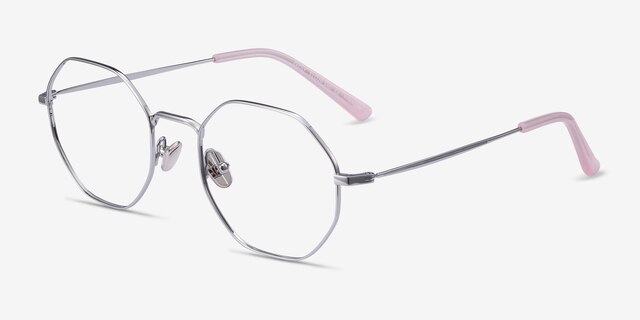 Cecily Silver TitaniumEyeglass Frames from EyeBuyDirect, Angle View