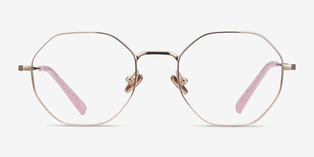 Cecily Gold TitaniumEyeglass Frames from EyeBuyDirect, Front View