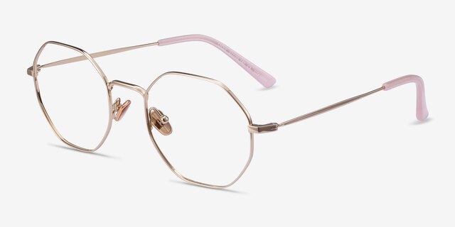 Cecily Gold TitaniumEyeglass Frames from EyeBuyDirect, Angle View