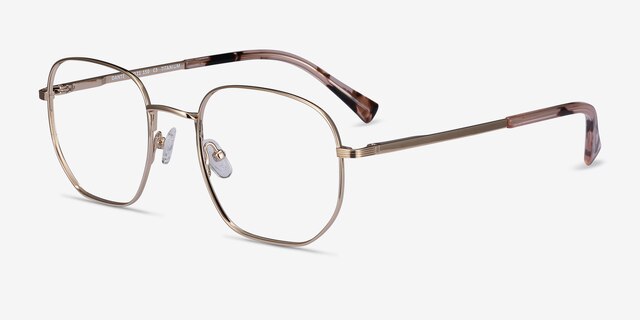 Dante Gold TitaniumEyeglass Frames from EyeBuyDirect, Angle View