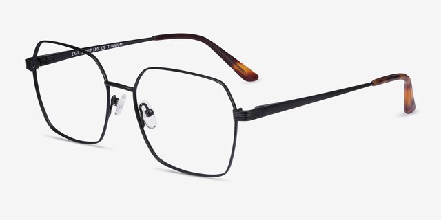 East Black TitaniumEyeglass Frames from EyeBuyDirect, Angle View