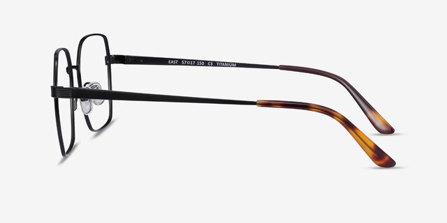 East Black TitaniumEyeglass Frames from EyeBuyDirect, Side View